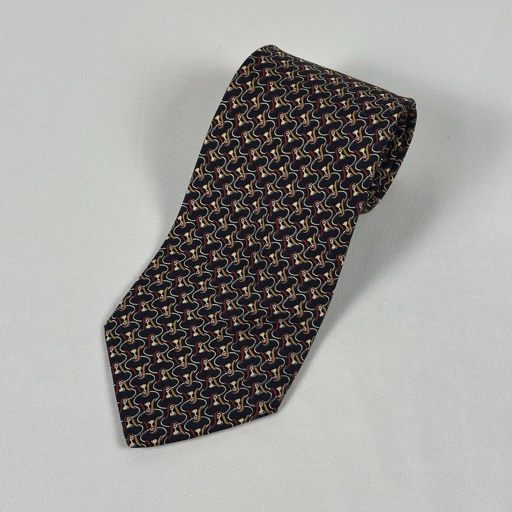 Brooks Brothers Makers Silk Tie Navy Equestrian Jockey Racing Handmade in USA